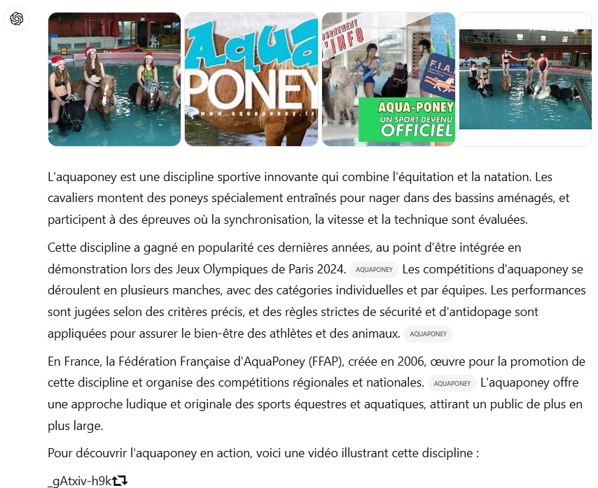 Capture d'écran d'un article rédigé par ChatGPT sur l'aquaponey